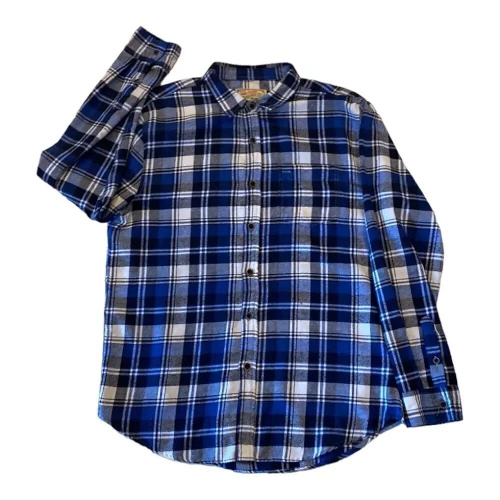 JACHS MFG CO Men’s Blue Flannel Long Sleeve Shirt Size XL